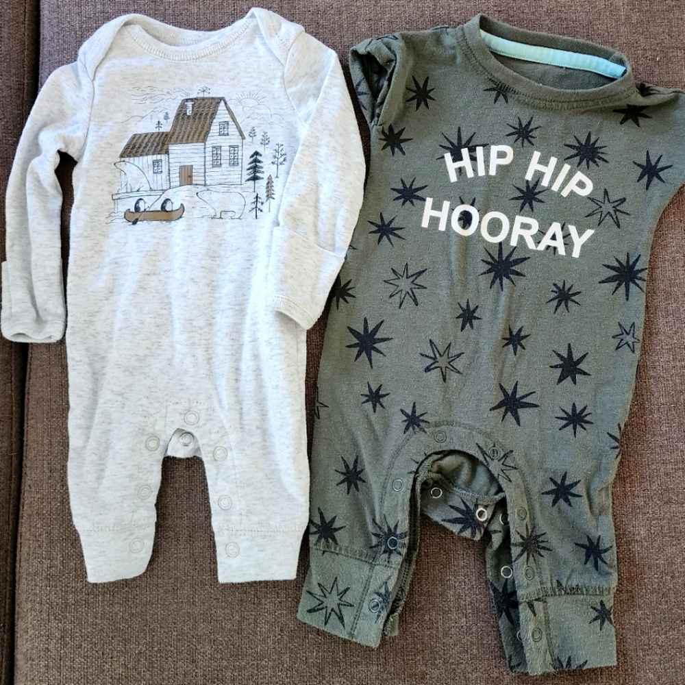 Set of 2 newborn baby boy rompers